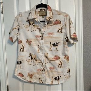 Bit and Bridle women’s small western farm animal button up